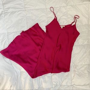 Silky Magenta Slip Maxi Dress